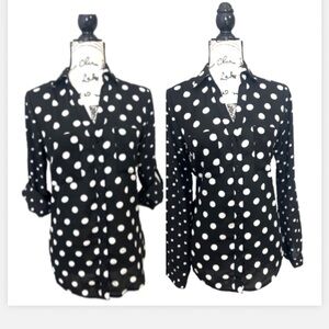 My Michelle Black and White Polka Dot Button Down Shirt
